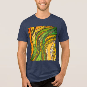 Men's "Orange Golden Green Silk Harvest" Tri-Blend Shirt