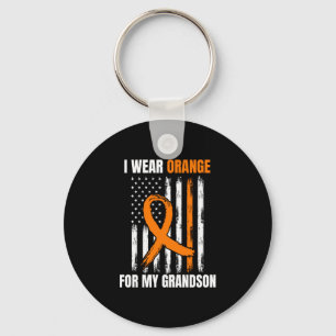 Mens orange grandson leukaemia awareness american key ring