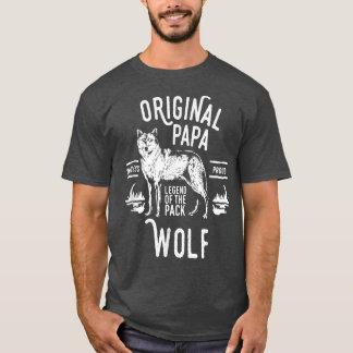 Mens Original Papa Wolf, Leader of the Pack, Fathe T-Shirt
