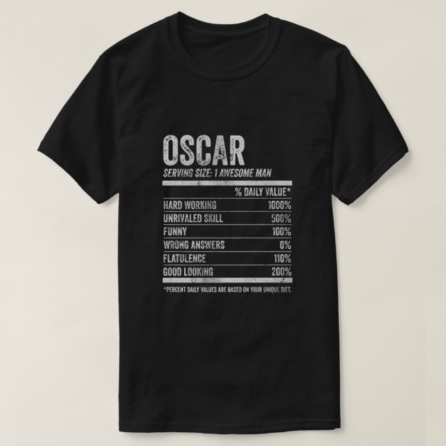 Mens Oscar Nutrition Personalised Name Shirt Funny (Design Front)