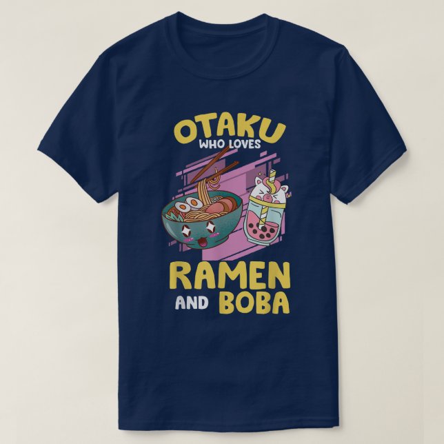 Mens Otaku Who Loves Ramen and Boba Tea-Kawaii Ot T-Shirt (Design Front)