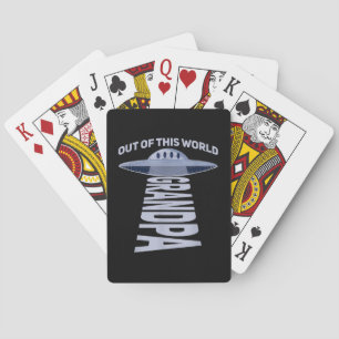 Mens Out of this world grandpa Quote for your UFO Playing Cards