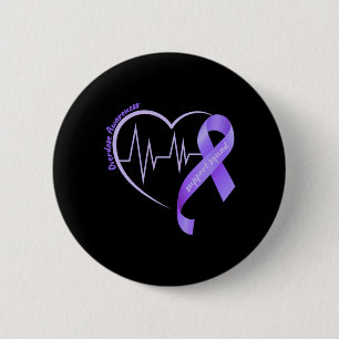 Mens Overdose Awareness Month Purple Ribbon Heart 6 Cm Round Badge