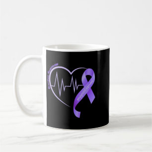 Mens Overdose Awareness Month Purple Ribbon Heart Coffee Mug