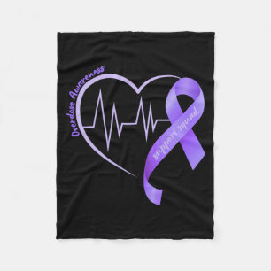 Mens Overdose Awareness Month Purple Ribbon Heart Fleece Blanket