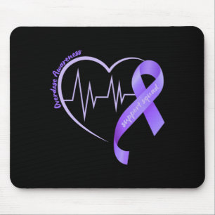 Mens Overdose Awareness Month Purple Ribbon Heart Mouse Pad