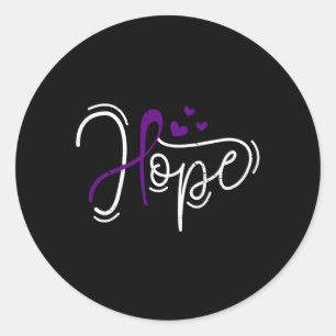 Mens Overdose Of Hope Purple Ribbon Awareness Classic Round Sticker