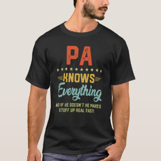 Mens Pa Knows Everything  Grandpa Fathers Jokes T-Shirt