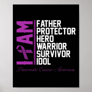 Mens Pancreatic Cancer Awareness I Am Father Hero Poster