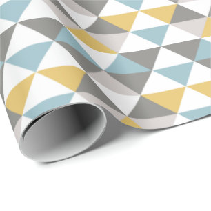 Men's Pantone Grey Gold Blue Modern Mid Century Wrapping Paper