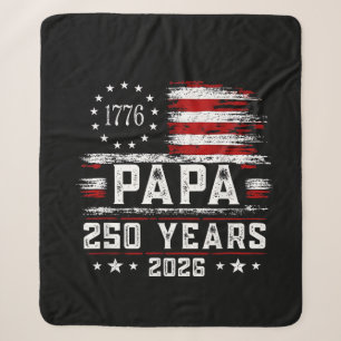 Mens Papa American Flag 250 Years 4th of July Gran Sherpa Blanket