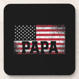Mens Papa American Flag Father's Day 4th of July G Coaster
