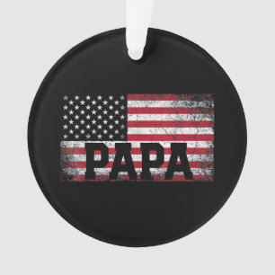 Mens Papa American Flag Father's Day 4th of July G Ornament