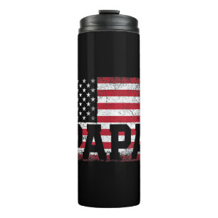 Mens Papa American Flag Father's Day 4th of July G Thermal Tumbler