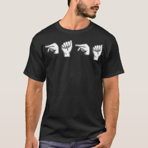 Mens PAPA ASL American Sign Language Best Fathers T-Shirt