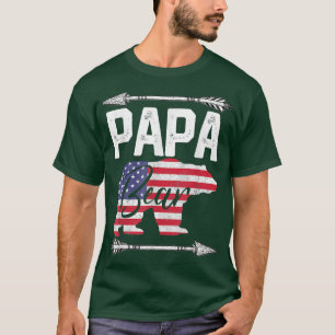 Mens Papa Bear American Flag 4th Of July Father's T-Shirt