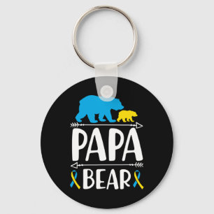 Mens Papa Bear Down Syndrome Awareness Proud Dad Key Ring
