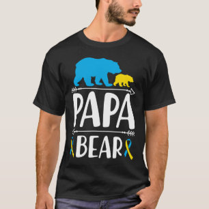 Mens Papa Bear Down Syndrome Awareness Proud Dad  T-Shirt