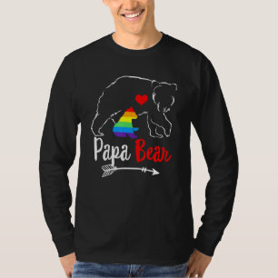 Mens Papa Bear Proud Dad Daddy Ally Lgbtq Rainbow  T-Shirt