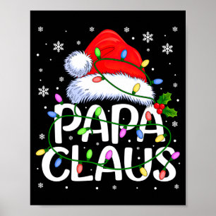 Mens Papa Claus Christmas Lights Long Sleeve  Poster