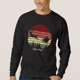 Mens Papa Claus Santa Sleigh Retro Sweatshirt