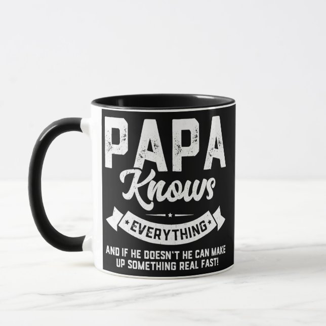 Mens Papa Knows Everything 60th Gift Funny Mug (Left)