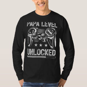 Mens Papa Level Unlocked Video Gamer Papa Father' T-Shirt
