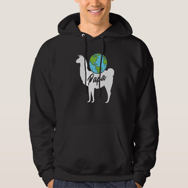 Mens Papa Llama Earth Day Cute Environmentalist Da Hoodie (Front)