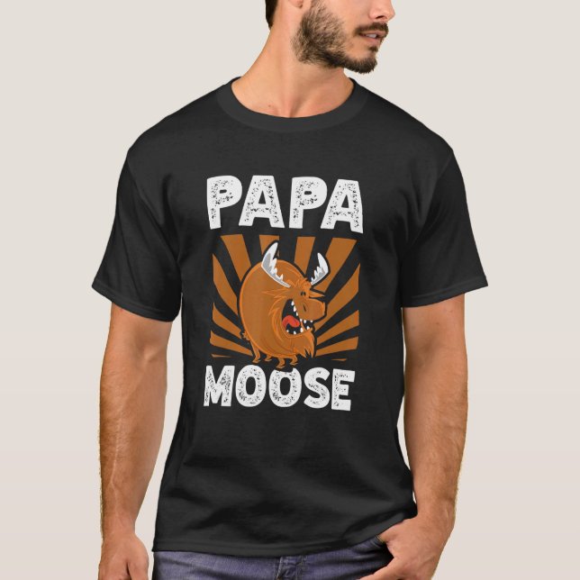 Mens Papa Moose  Wildlife Animal Alces Deer Father T-Shirt (Front)