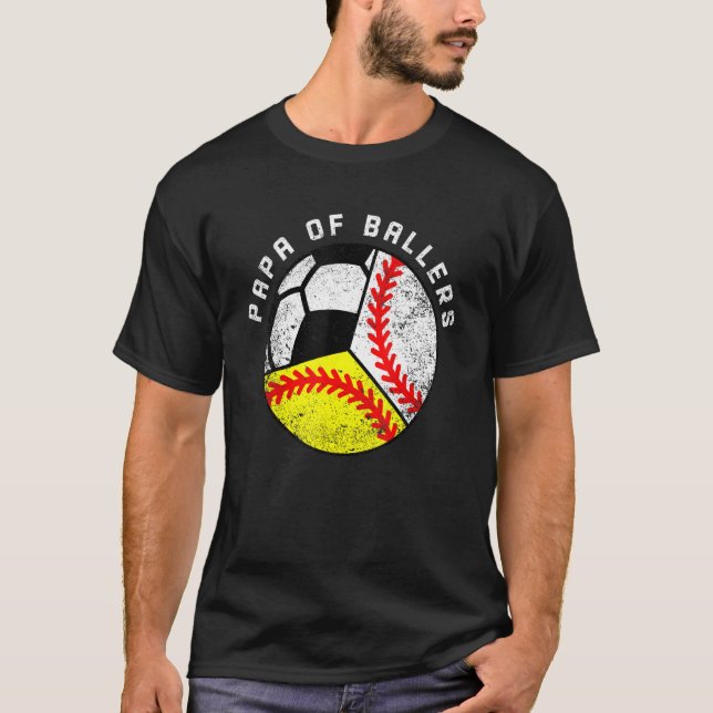 Mens Papa Of Ballers  Baseball Softball Soccer Pap T-Shirt (Front)