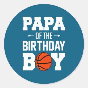 Mens papa of the birthday boy basketball boy famil classic round sticker