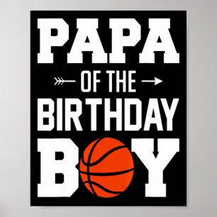Mens papa of the birthday boy basketball boy famil poster