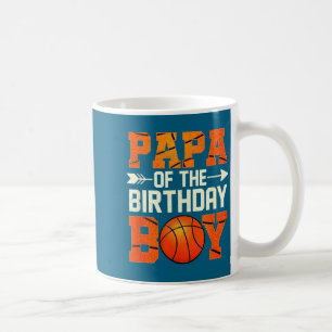 Mens papa of the birthday boy basketball father da coffee mug