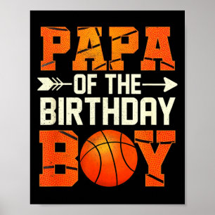 Mens papa of the birthday boy basketball father da poster