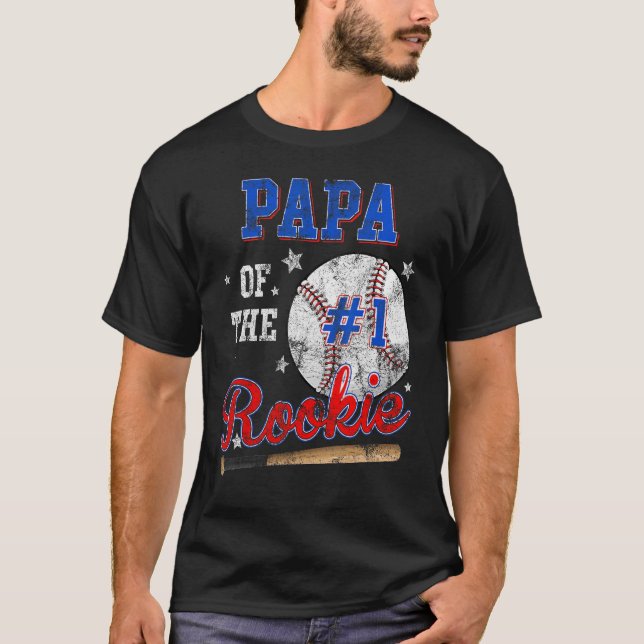 Mens Papa Rookie of Year 1st Birthday Baseball The T-Shirt (Front)