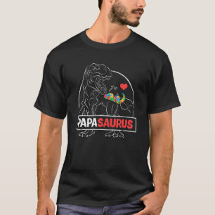 Mens Papasaurus Dinosaur Dad Autism Awareness Fath T-Shirt
