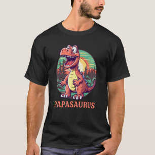 Mens Papasaurus Retro Tyrannosaurus Rex Dinosaur D T-Shirt