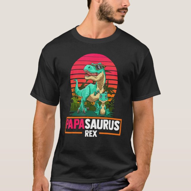 Mens Papasaurus Rex Dadasaurus  Cool Father Son Da T-Shirt (Front)