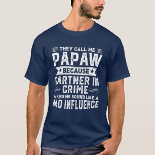 Mens Papaw Partner In Crime Funny Grandpa Father’S T-Shirt