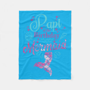 Mens Papi Of The Birthday Mermaid Birthday Party Fleece Blanket