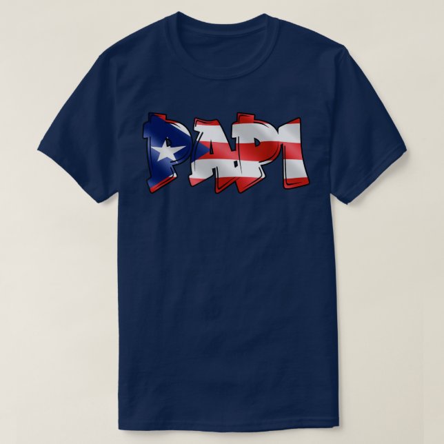 Mens Papi Puerto Rican Flag PR Pride Father Dad Bo T-Shirt (Design Front)