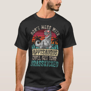 Mens Pappy Dinosaurs Retro Dad Father's Day Cloth T-Shirt