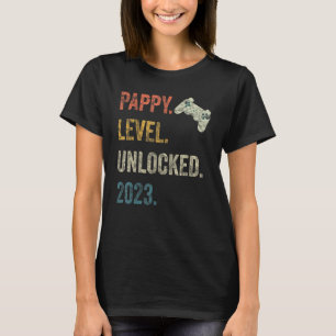 Mens Pappy Level Unlocked 2023 Gamer Pregnancy Soo T-Shirt