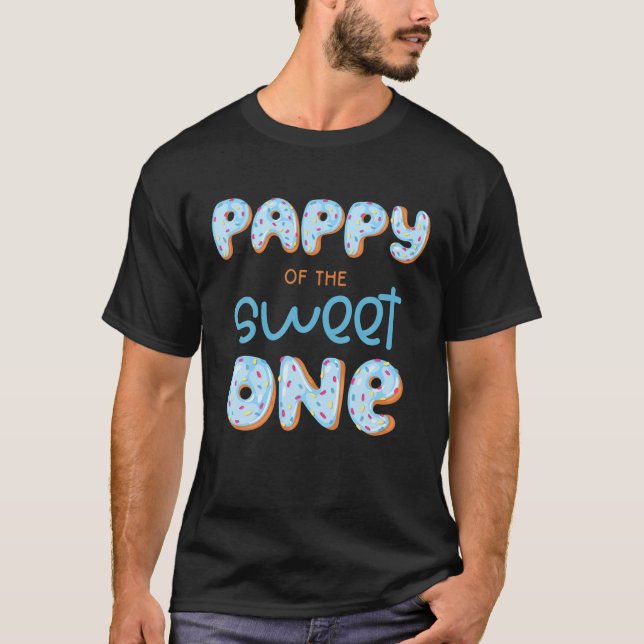 Mens Pappy of The Sweet One Doughnut Boy 1st Birth T-Shirt (Front)