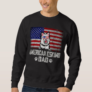 Mens Patriotic American Eskimo Dad American Flag 4 Sweatshirt