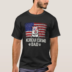 Mens Patriotic American Eskimo Dad American Flag 4 T-Shirt