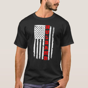 Mens Patriotic American Flag Father Day Dad Husb T-Shirt