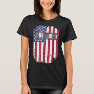 Mens Patriotic American Flag Welder Mask  I Merge  T-Shirt