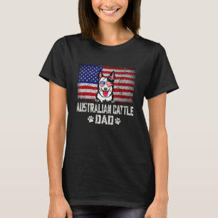 Mens Patriotic Australian Cattle Dad American Flag T-Shirt