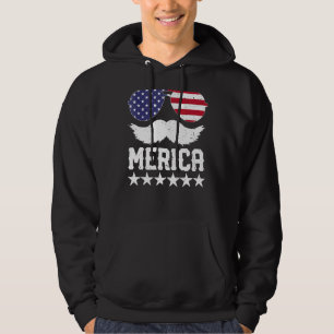 Mens Patriotic Beard Men Merica 4th Of July Americ Hoodie